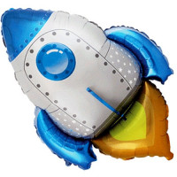 Шар фольгированный 76см Фигура "Ракета голубая" арт.2311891
