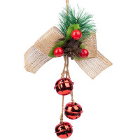Украшение декор.подвеска металл. "Бубенчики с декором" 13,5*9см, гроздь 3шт цв.красный арт.91156
