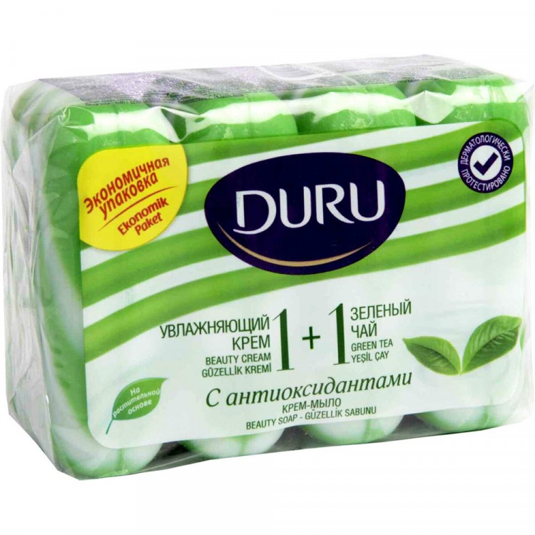 туалетное мыло Duru 1+1 4шт/наборе по 80г. Зеленый чай (Ст.12)