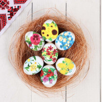 ПАСХА Термонаклейка для украшения 7 яиц "Цветочный венок" арт.10243434