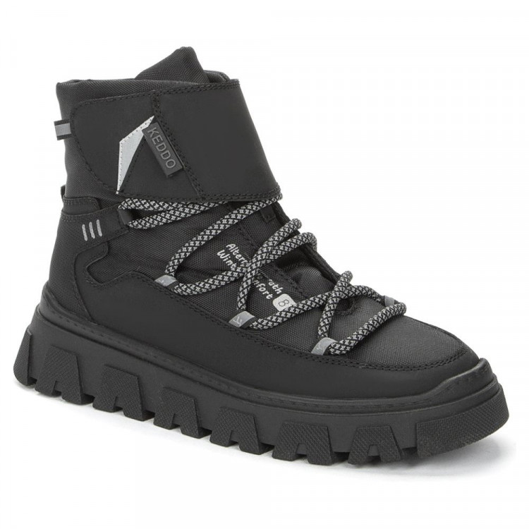 Ботинки для мальчика (KEDDO) черный верх-искусственный нубук/текстиль подкладка -искусственная шерсть  артикул 538181/06-01