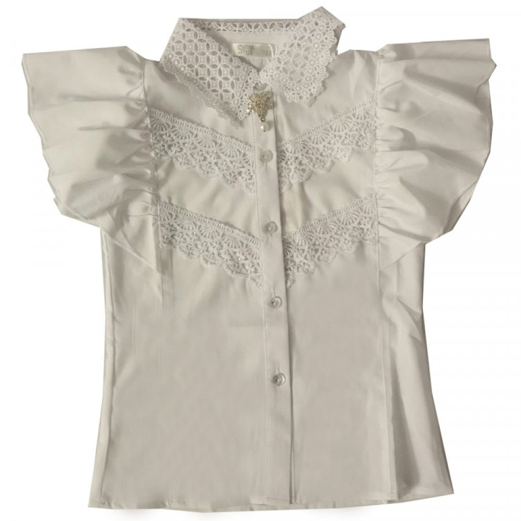 Блузка для девочки (Sasha style) короткий рукав цвет белый арт.S1238A/003 размерный ряд 30/122-38/146